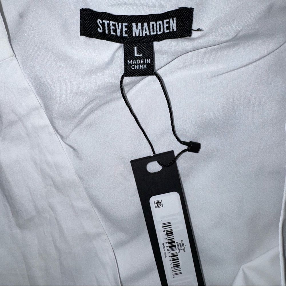 NWT Steve Madden Solid White Tie-Front Sleeveless Camisole V Neck Cotton size L - Picture 3 of 11